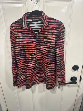 SNO SKINS Women’s Multi-Color & Black Striped Quarter-Zip Pullover
